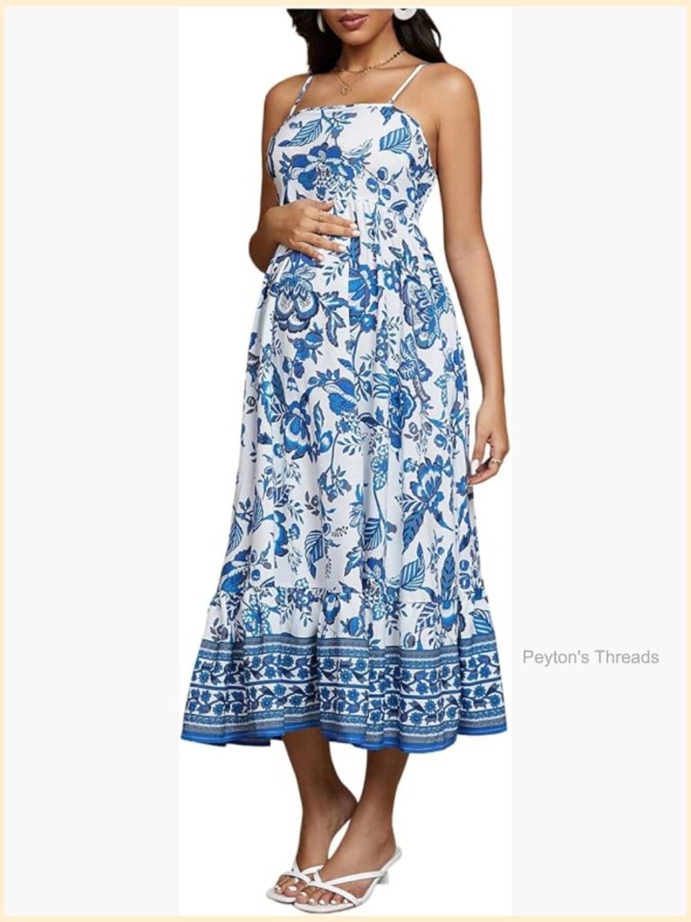 Backless Ruffle Maternity Maxi Dress Floral Boho Flowy Sundress